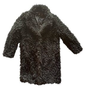 art class Black Faux Fur Coat Jacket Mid Length NWOT Size L Excellent Condition